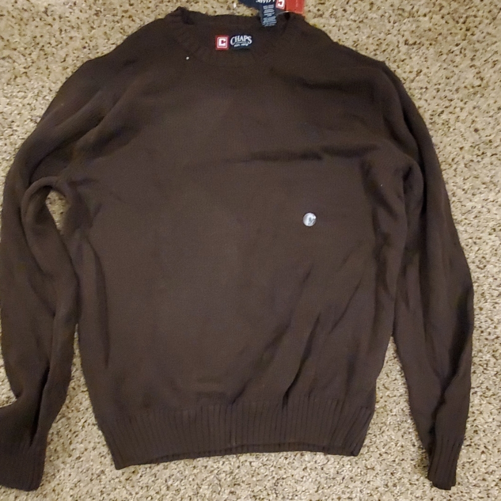 Men's Sweater Chaps Crewneck Brown
